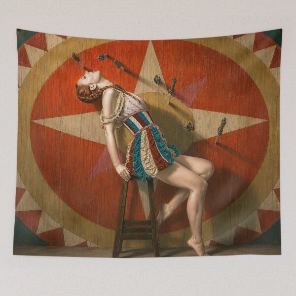 Item preview, The Knife Thrower - Vintage Circus Style Knife Thrower Target Girl Wall Art for Circus Lovers designed and sold by RickE.
