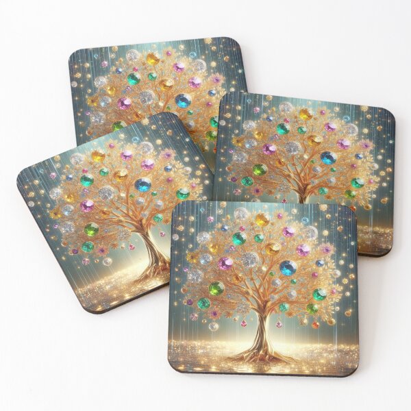 Item preview, Golden Crystal Tree • Gemstone Fantasy Art • Magical Prosperity Decor designed and sold by YourForKor.