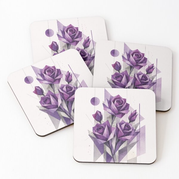 Item preview, Geometric Abstract Roses in purple tones. A delicate bouquet. designed and sold by NewtBoo.