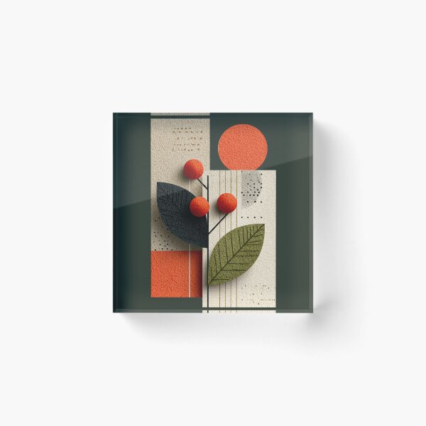 Item preview, Abstract Mid Century Modern Textured Botanical Art designed and sold by colorful-white.