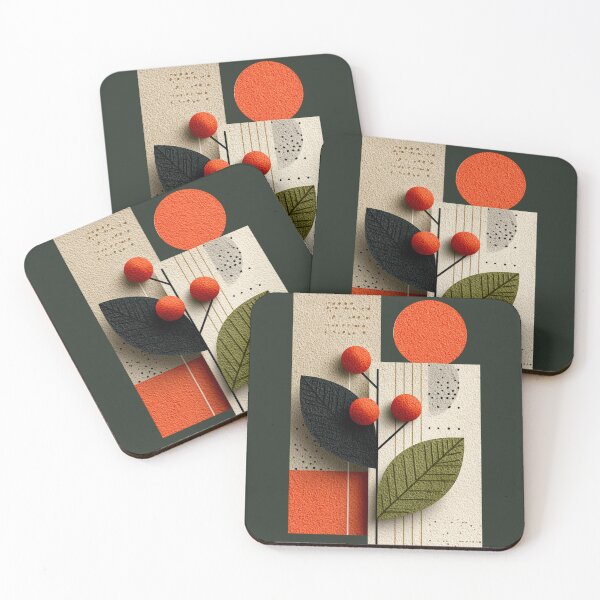 Item preview, Abstract Mid Century Modern Textured Botanical Art designed and sold by colorful-white.