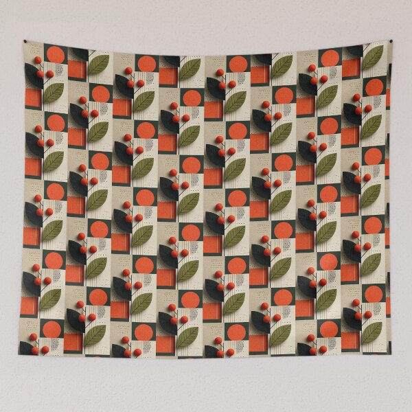 Item preview, Abstract Mid Century Modern Textured Botanical Art designed and sold by colorful-white.