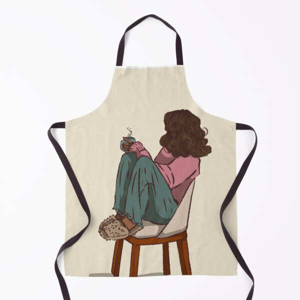 Item preview, Woman in a pink shirt drinking coffee in blue cup  designed and sold by Hessah-HA.