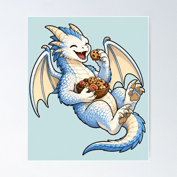 Item preview, Cute Cookie Dragon - Cozy Dragon Eating Cookies designed and sold by Hatchling Hollow.