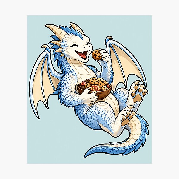 Item preview, Cute Cookie Dragon - Cozy Dragon Eating Cookies designed and sold by Hatchling Hollow.