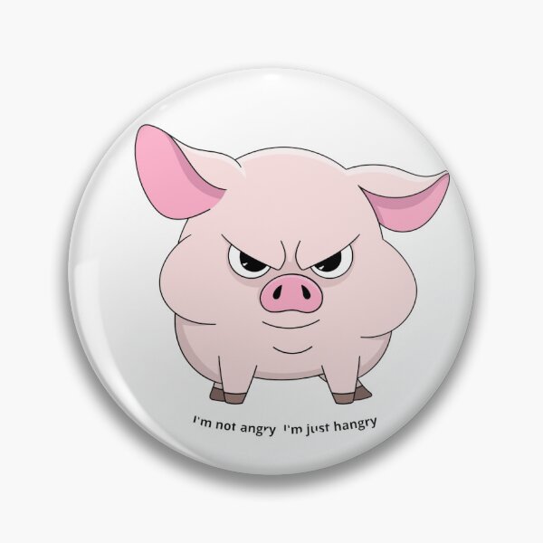 Item preview, I'm Not Angry I'm Just Hangry Cute Grumpy Pig designed and sold by DreamyBrushArt.
