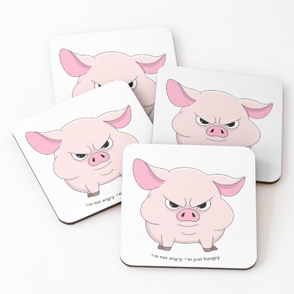 Item preview, I'm Not Angry I'm Just Hangry Cute Grumpy Pig designed and sold by DreamyBrushArt.