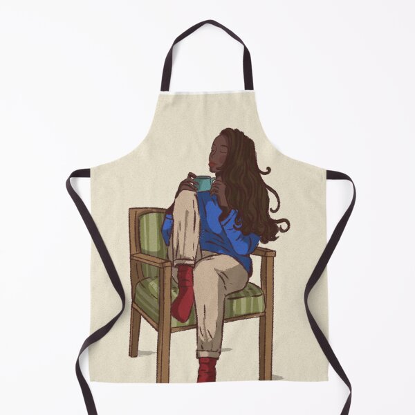 Item preview, Woman in a blue shirt drinking coffee in blue cup designed and sold by Hessah-HA.
