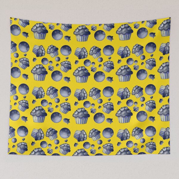 Item preview, Blueberry Cupcakes Seamless Pattern/ Bright Baking Food Art . designed and sold by RuwaDesignArt.