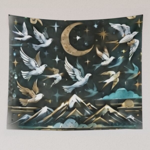 Item preview, Dreamy Mountain Landscape in Teal and Gold designed and sold by mdsakibhossain.