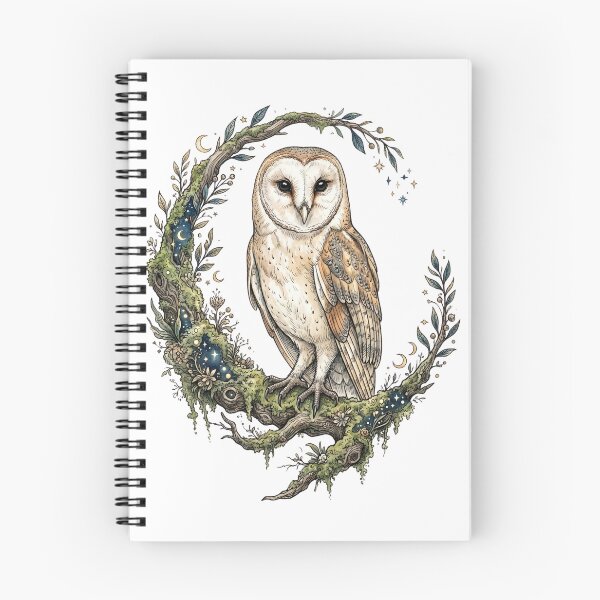 Item preview, Mystical Barn Owl Crescent Moon Branch Botanical Art designed and sold by Ortsas.