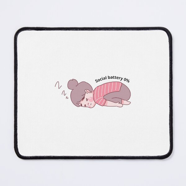 Item preview, Social Battery 0% - Funny Tired Sleeping Girl designed and sold by DreamyBrushArt.