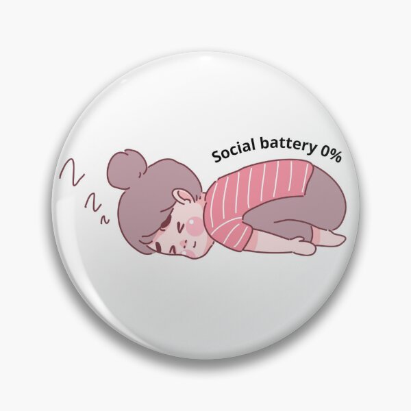 Item preview, Social Battery 0% - Funny Tired Sleeping Girl designed and sold by DreamyBrushArt.