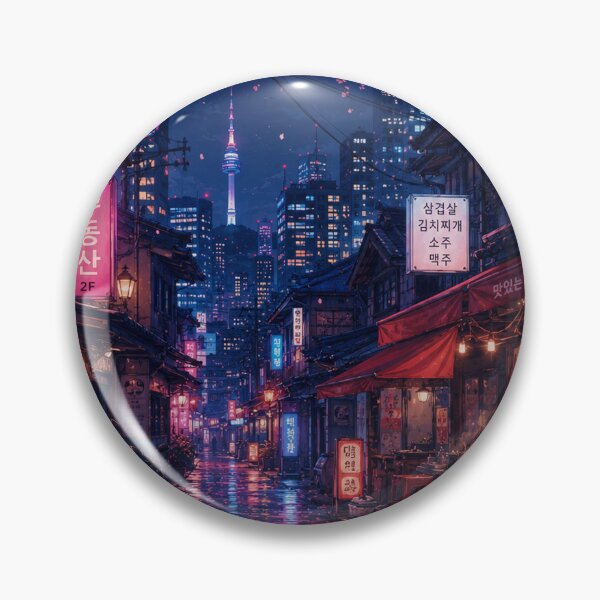 Item preview, Neon alley in rainy Seoul designed and sold by nirinalovell.