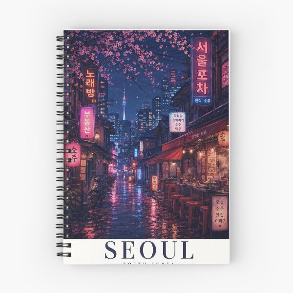 Item preview, Neon alley in rainy Seoul designed and sold by nirinalovell.