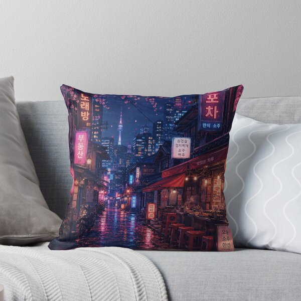 Item preview, Neon alley in rainy Seoul designed and sold by nirinalovell.