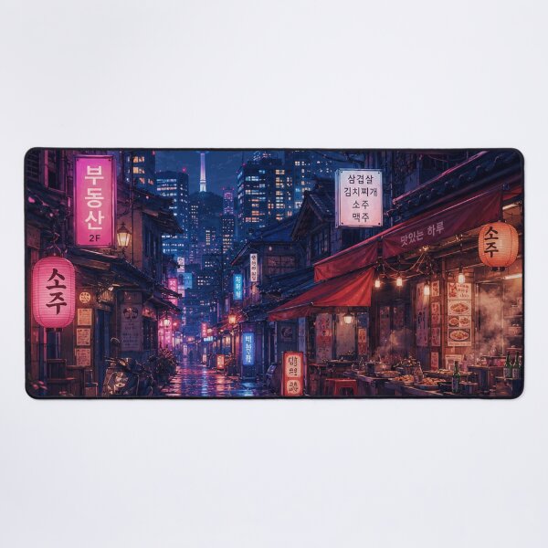 Item preview, Neon alley in rainy Seoul designed and sold by nirinalovell.