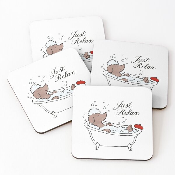 Item preview, Cute Dachshund Bubble Bath Just Relax Illustration designed and sold by pinkstickstore.