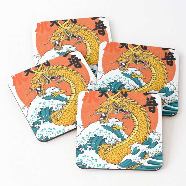 Item preview, Japanese Dragon Rising from Ocean Waves Ukiyo-e Style T-Shirt Design designed and sold by oleend.