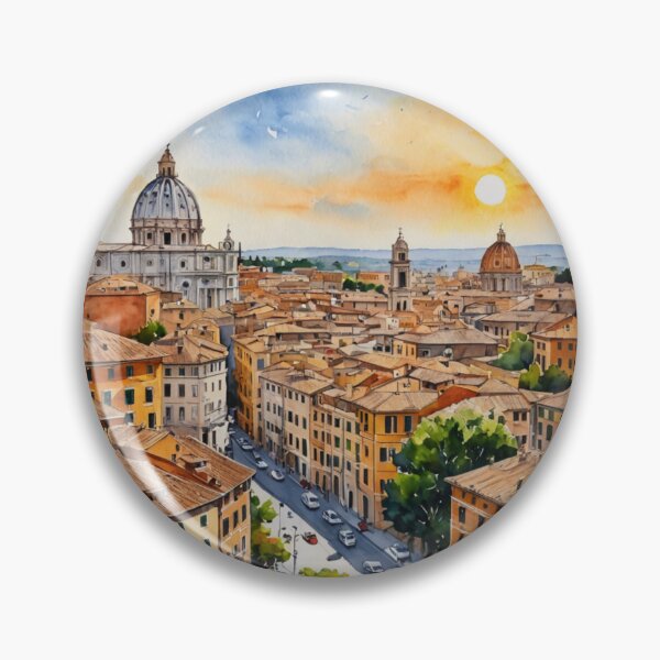 Item preview, Sunset Rome Italy St Peters Basilica Watercolor Cityscape Art designed and sold by UmSkelig834.