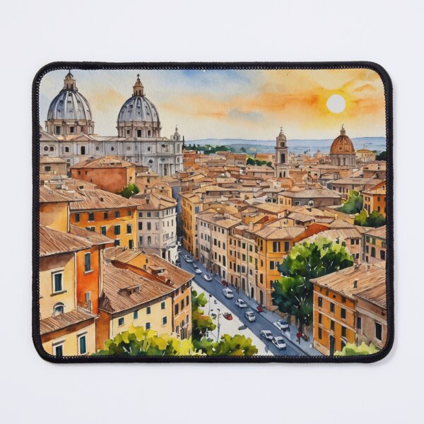 Item preview, Sunset Rome Italy St Peters Basilica Watercolor Cityscape Art designed and sold by UmSkelig834.
