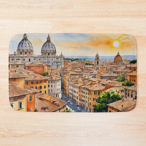 Item preview, Sunset Rome Italy St Peters Basilica Watercolor Cityscape Art designed and sold by UmSkelig834.