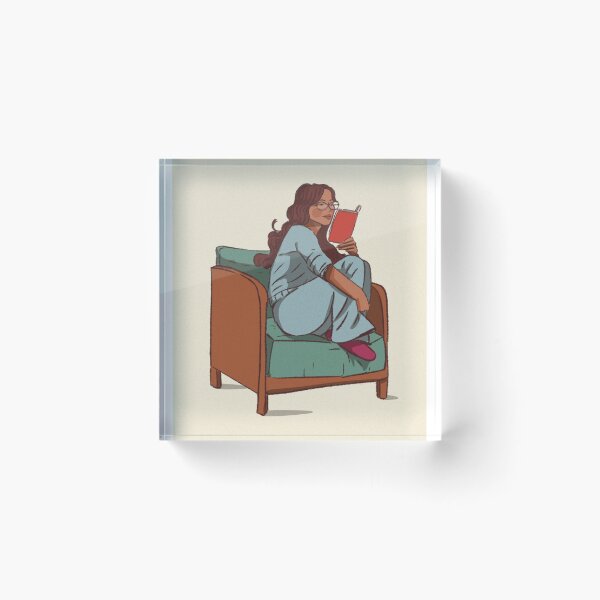 Item preview, A woman reading aboook on Green chair  designed and sold by Hessah-HA.