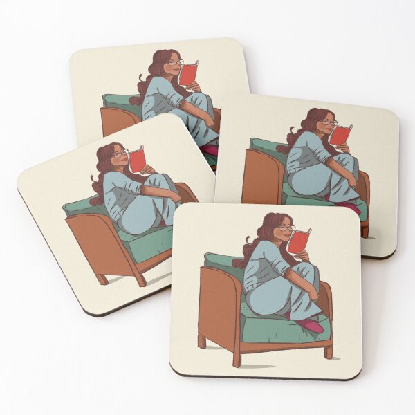 Item preview, A woman reading aboook on Green chair  designed and sold by Hessah-HA.