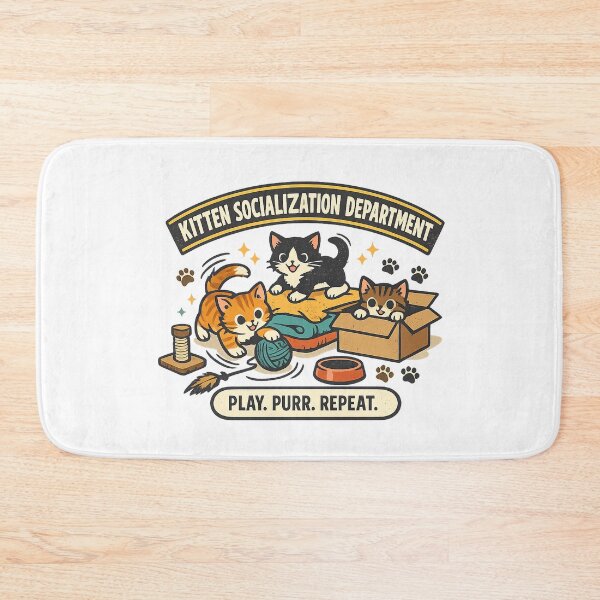 Item preview, Kitten Socialization Department – Play Purr Repeat Funny Cat Rescue Design designed and sold by Concrete Coffee Studio.