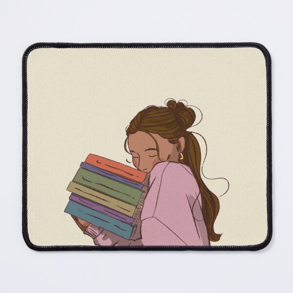 Item preview, A woman in pink shirt with her books designed and sold by Hessah-HA.