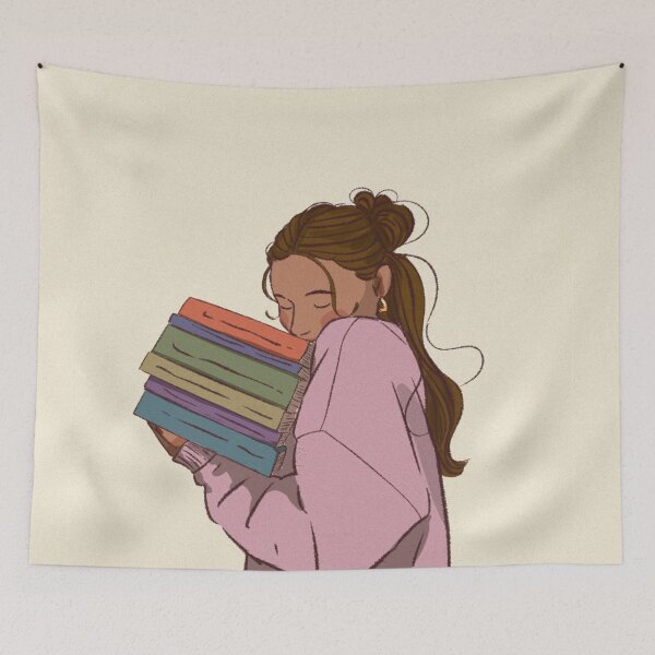 Item preview, A woman in pink shirt with her books  designed and sold by Hessah-HA.