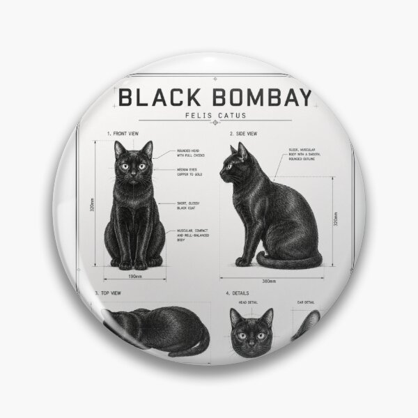 Artikelvorschau, CAD-Zeichnung einer schwarzen Bombay-Katze entworfen und verkauft von nibor1st.
