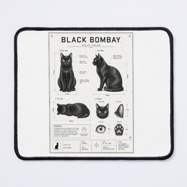 Item preview, CAD drawing of a Black Bombay Cat designed and sold by nibor1st.