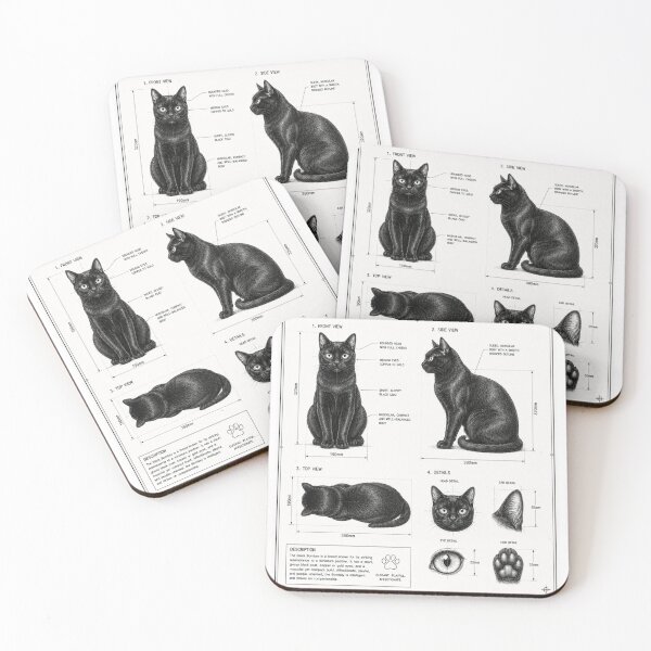 Item preview, CAD drawing of a Black Bombay Cat designed and sold by nibor1st.