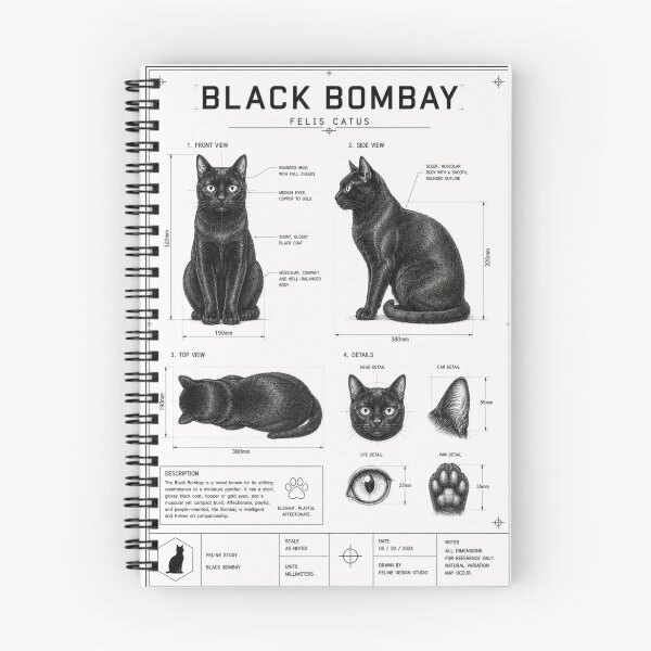 Item preview, CAD drawing of a Black Bombay Cat designed and sold by nibor1st.