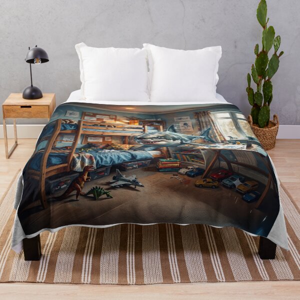 Aperçu de l'œuvre Shark Swimming In Childs Bedroom créée et vendue par Home Decor Art.