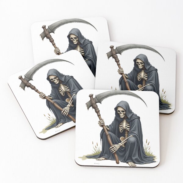 Item preview, Watercolor Grim Reaper Sitting with Scythe Gothic Skeleton PNG Clipart designed and sold by nncreator.