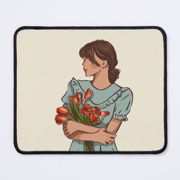 Item preview, A woman in blue dress holding a flower designed and sold by Hessah-HA.