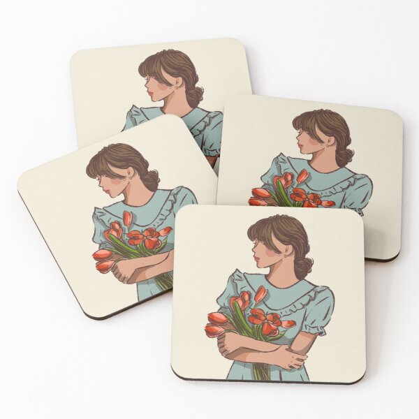 Item preview, A woman in blue dress holding a flower  designed and sold by Hessah-HA.