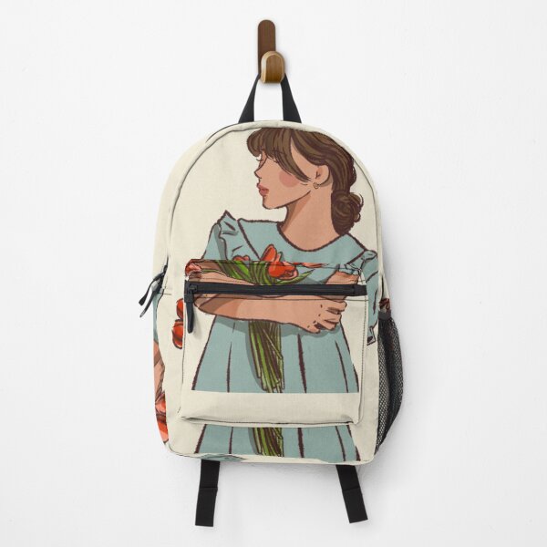 Item preview, A woman in blue dress holding a flower designed and sold by Hessah-HA.