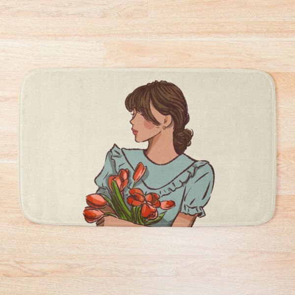 Item preview, A woman in blue dress holding a flower  designed and sold by Hessah-HA.
