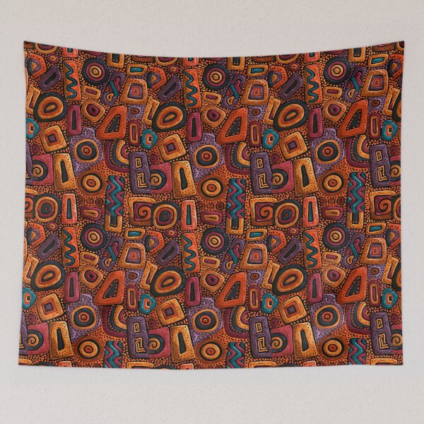 Item preview, Aboriginal Tribal Geometric Colorful Wall Art Masterpiece designed and sold by GrinGalore.
