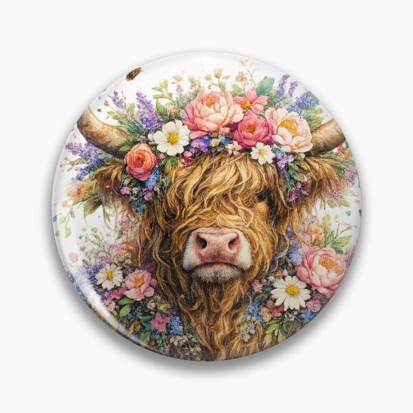 Aperçu de l'œuvre Vache des Highlands à fleurs créée et vendue par PeterPunkt.