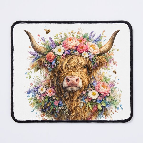 Item preview, Floral Highland Cow designed and sold by PeterPunkt.