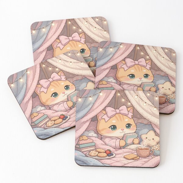 Item preview, Cozy Reading Cat Blanket Fort designed and sold by Moody Vibes Studio.