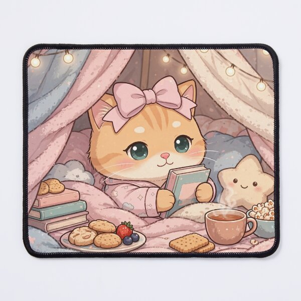 Item preview, Cozy Reading Cat Blanket Fort designed and sold by Moody Vibes Studio.