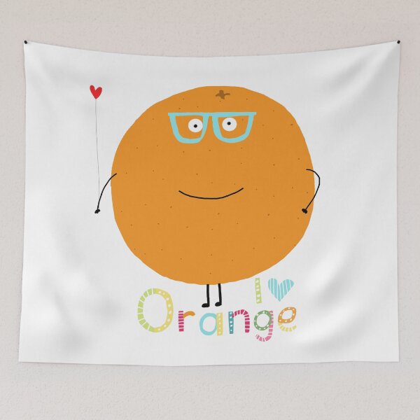 Item preview, Funny Orange With Glasses Holding A Heart By Artist Carla Daly designed and sold by Carla Daly.