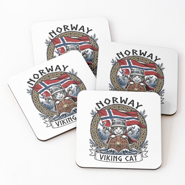 Item preview, Cute Norwegian Cat Viking Warrior Norway Flag Nordic Kitty Design designed and sold by get55shirt.