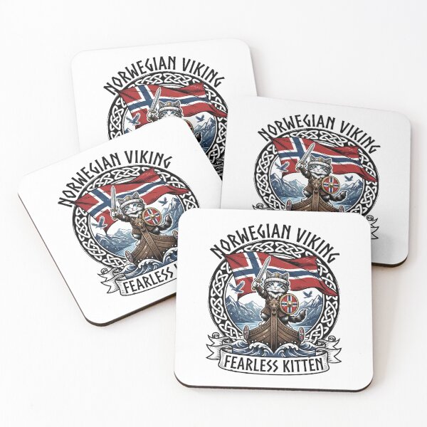 Item preview, Cute Viking Cat Norway Flag Scandinavian Norwegian Pride Design designed and sold by get55shirt.