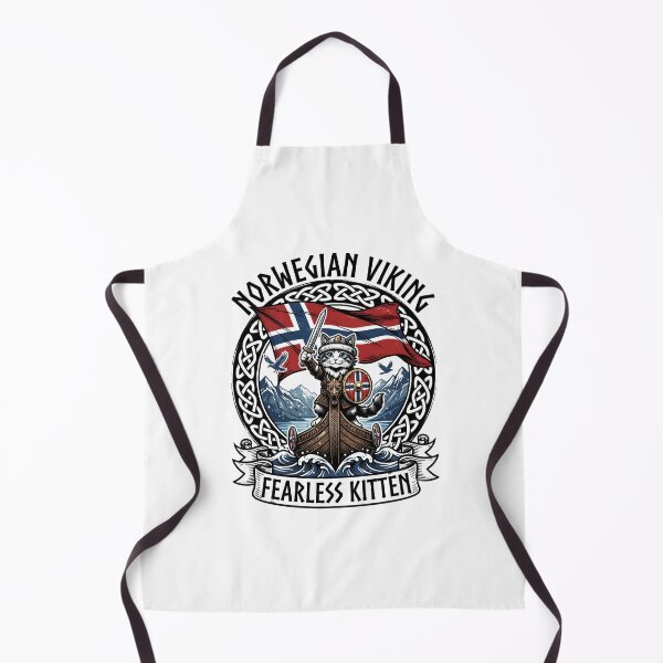 Artikelvorschau, Niedliches Wikingerkatzen-Design mit norwegischer Flagge – Skandinavisches und Norwegisches Stolz-Design entworfen und verkauft von get55shirt.